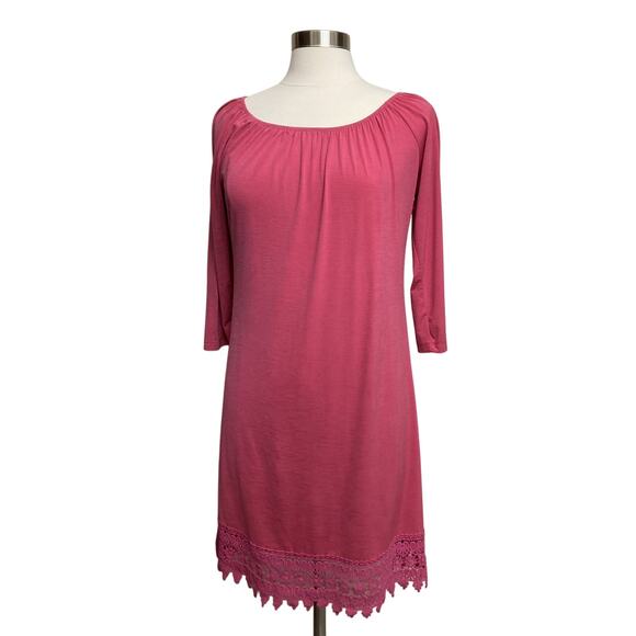 Pink Coconut Dresses & Skirts - Womens Pink Coconut Boutique Dress 3/4 Raglan Sleeve Elastic Neckline Pink Sz M